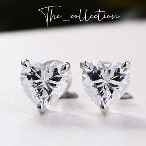 STERLING SILVER CLASSIC HEART CUT STUD EARRINGS